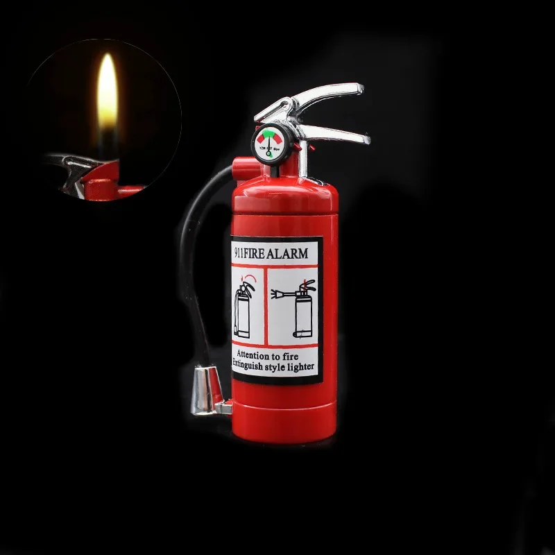 Fire Extinguisher Torch Lighter Metal Flash Light Free Fire Butane Gas Pipe Lighters Unusual Inflated Cigar Smoking Accessories