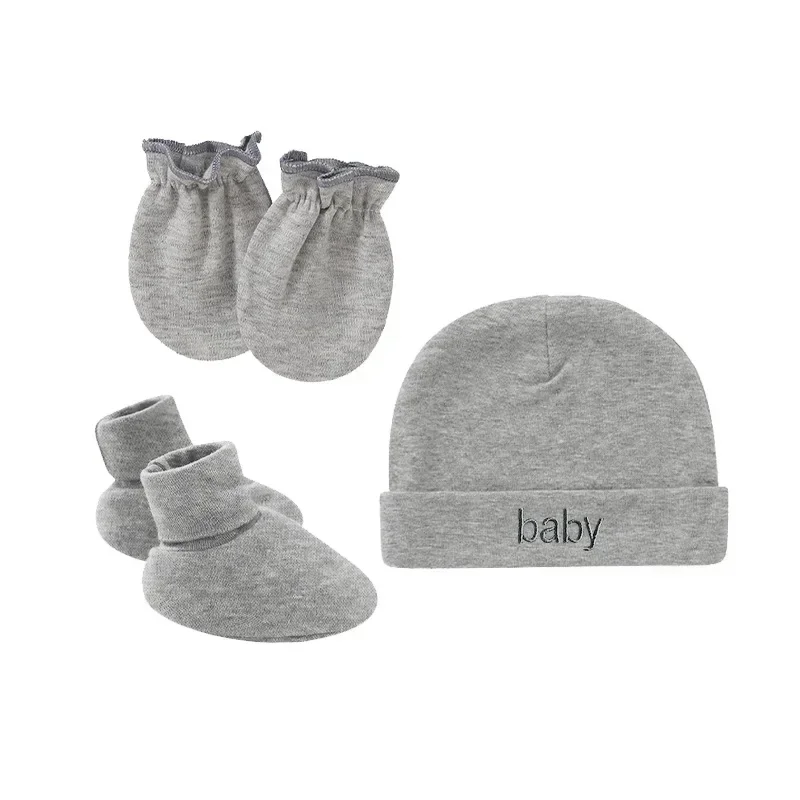 2024 Newborn Hat+Gloves+Socks Set for Baby Boy&Girl Cotton Fall Casual Photography Props Soft Headwear Infant Nightcap Fashion