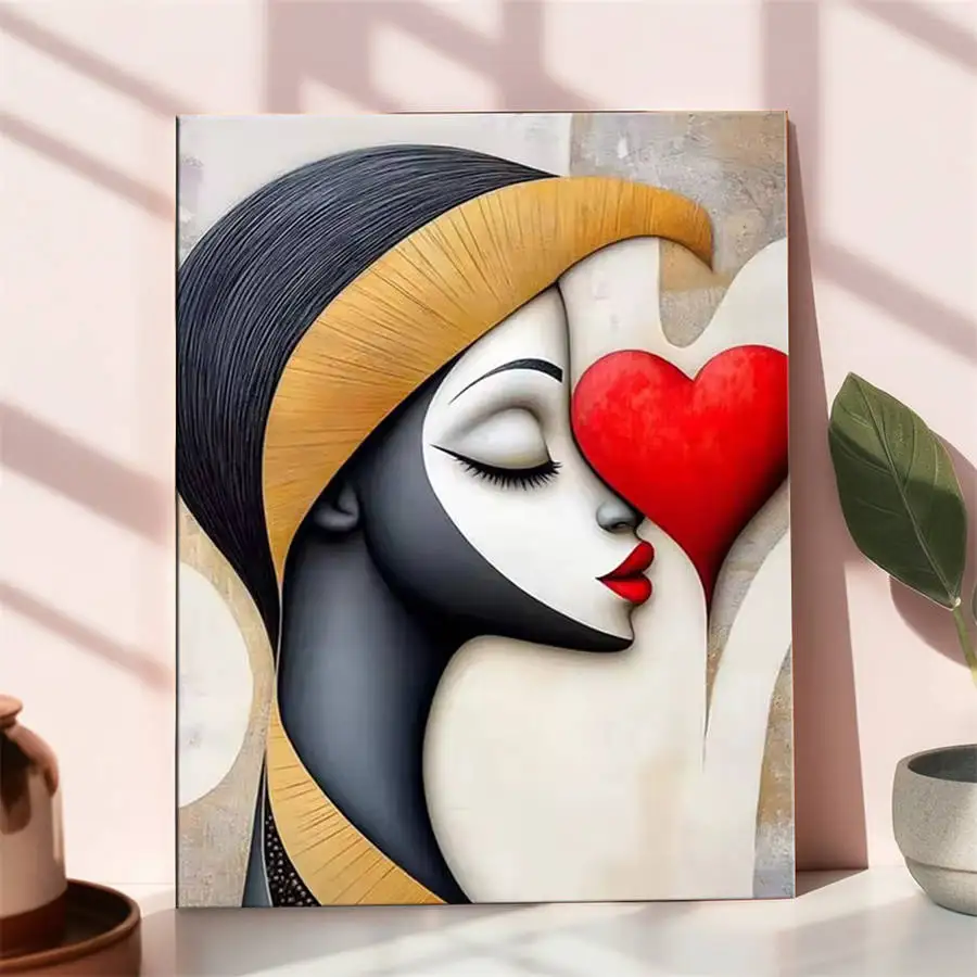HUACAN مجموعات الطلاء حسب عدد امرأة أنيقة مجردة صورة القلب الأحمر DIY بها بنفسك النفط اللوحة أرقام Artcraft Handpaint ديكور المنزل #3