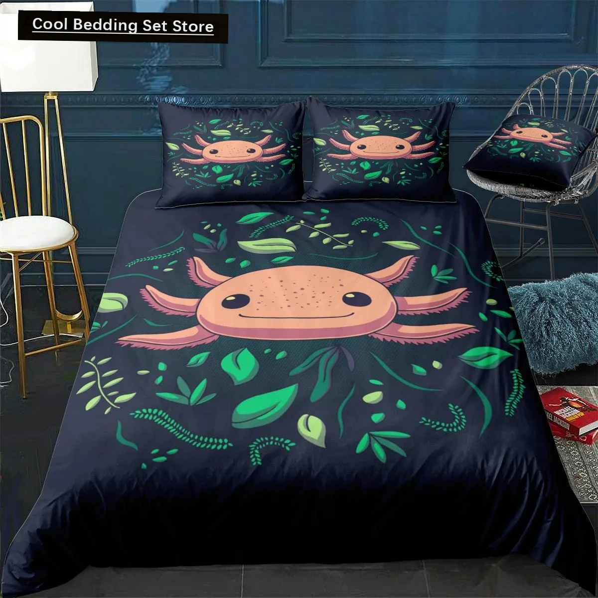 

Axolotl Animal Cute Pet Quilt Cover Pillowcase 3Piece Comforter Bedding Set With Pillow Case Single Double Duvet Cover