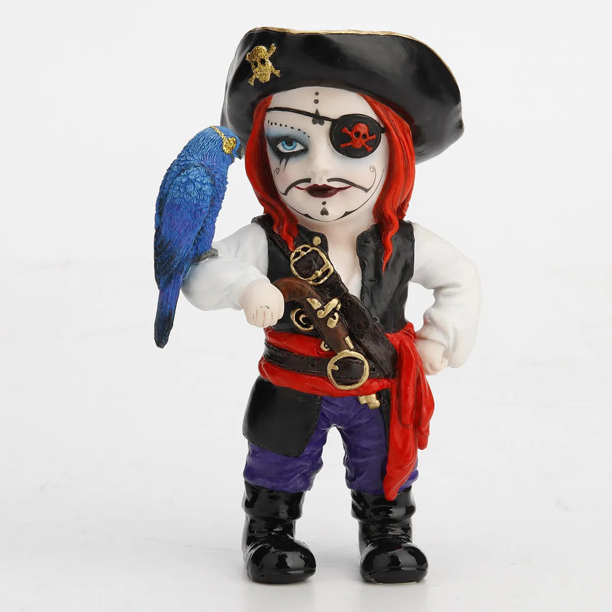 Pirates of the Caribbean Jack Captain Resin Ornament Retro Pirate Parrot Desktop Decorative Figure Halloween Collectible Statue