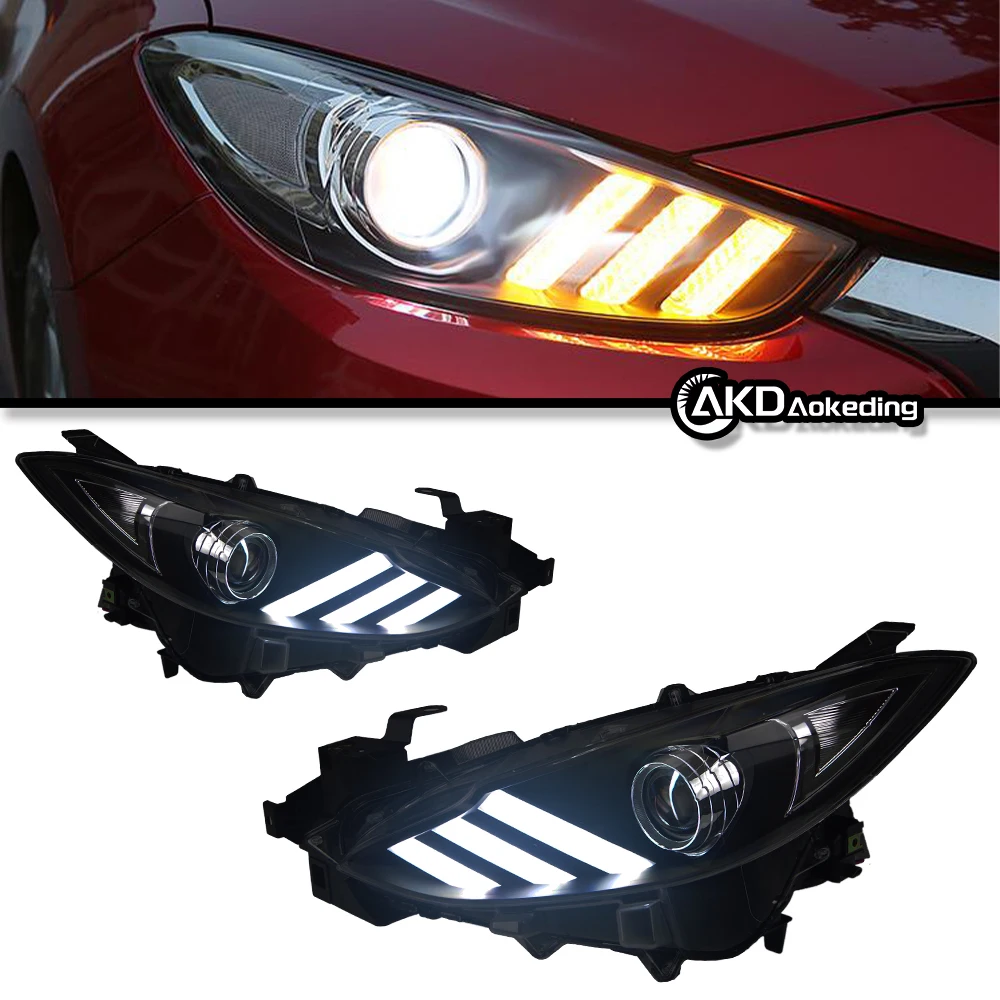 Auto Parts For Mazda 3 Axela Headlights 2014-2016 latest Styling mustang LED Headlights Dual Projector Car Accesorios Modified