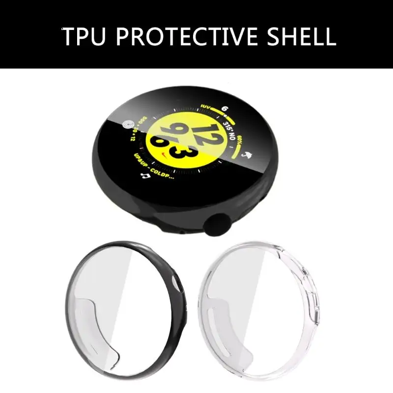 Soft Flexible TPU Protective Cover Full Access To Button Fit for Pixel Watch 3 41mm/45mm Shock Absorption, Electroplated Gloss