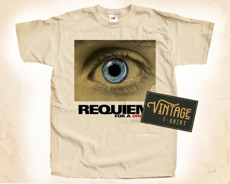 Requiem For A Dream V3 T shirt Tee Natural Vintage Cotton Movie Poster Beige All Sizes