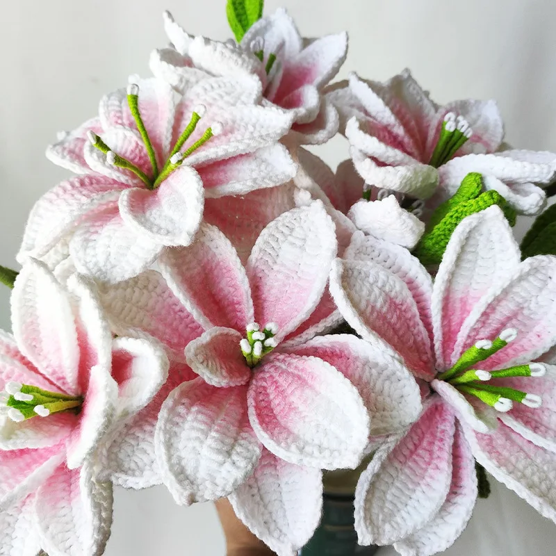 5 PCS White Pink Artificial Lily Flowers High Quality Flower Bouquet DIY Stuff Romantic Indoor Decoration Simulation Flowers