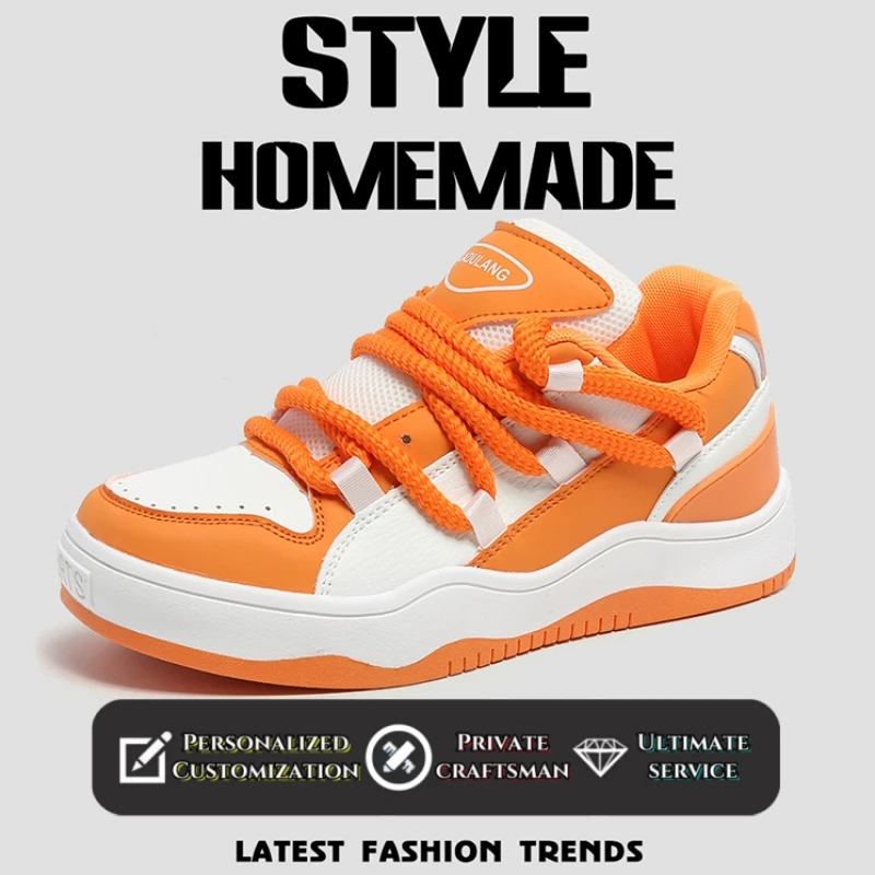 

2024 AE HOT Selling Flat Sport Skate Orange White Shoe For Men/Women Skateboard Sneaker Unisex Size36-44 Hombre Zapatos de Mujer