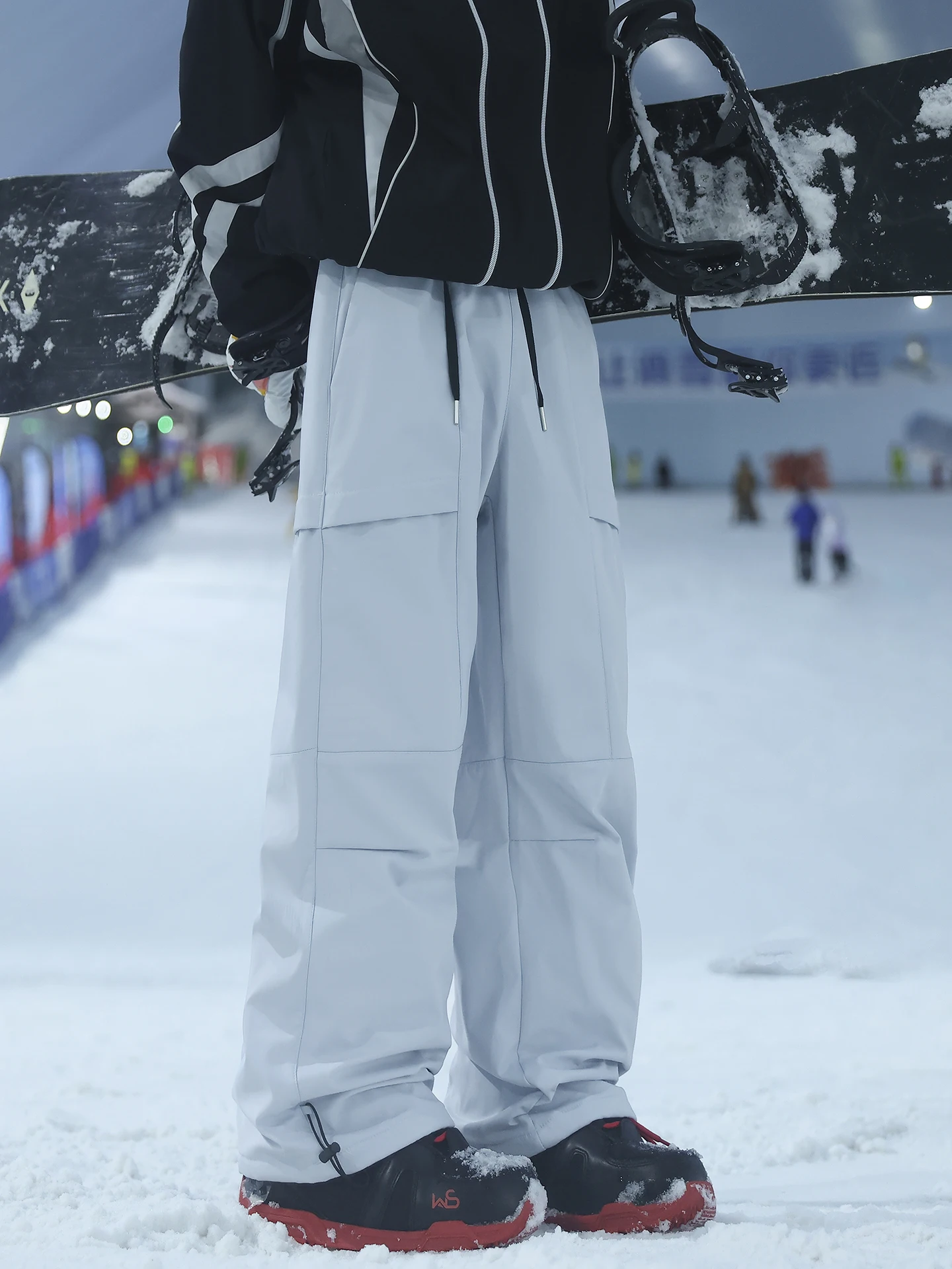 

Мужские зимние водонепроницаемые рабочие брюки BOYUE с флисовой подкладкой, для активного отдыха, лыжные, повседневные, свободные, широкие штанины, на резинке