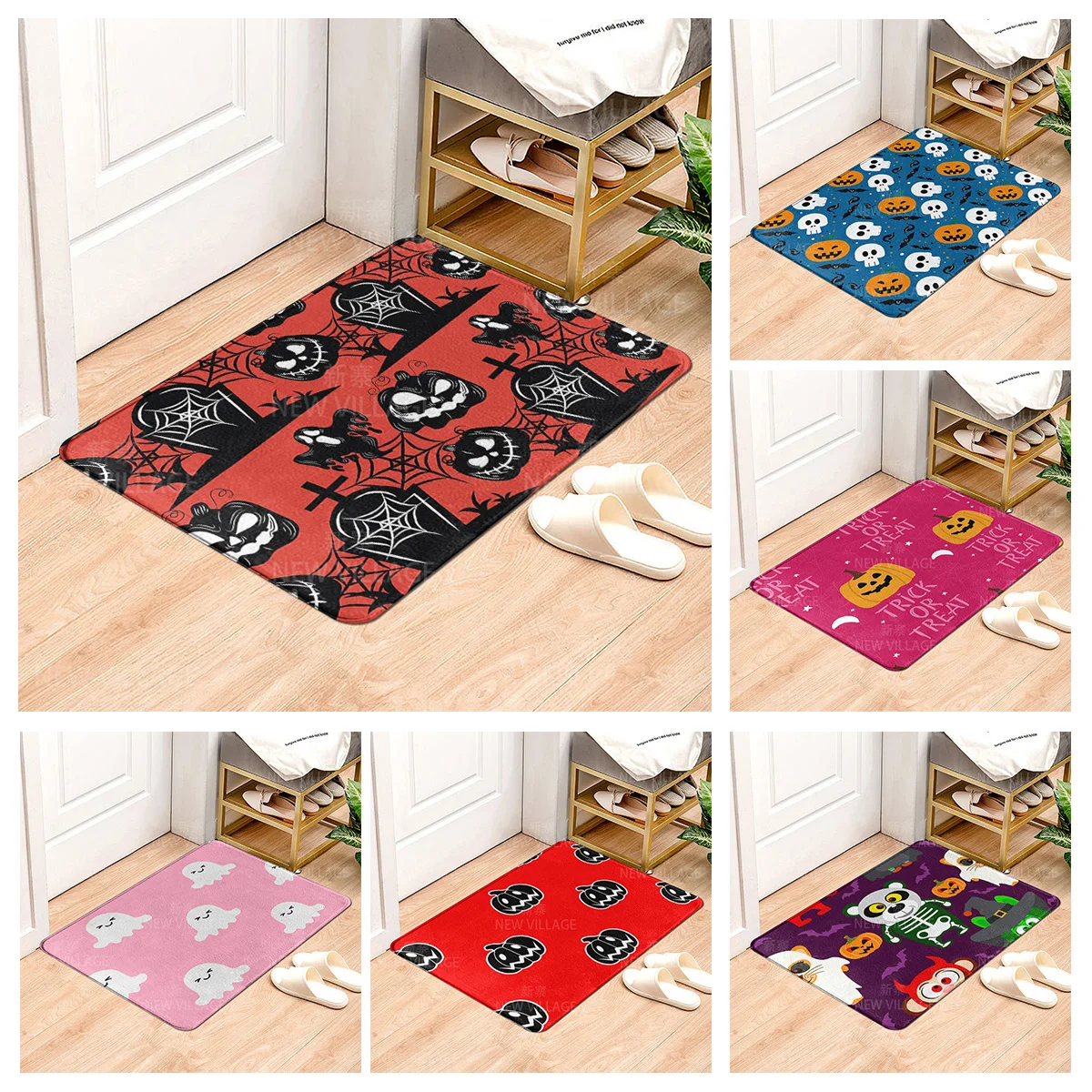 

House entrance carpet Home door mat Living Room Bath Foot bathroom non-slip water absorption rugs bath Halloween Autumn Pumpkin