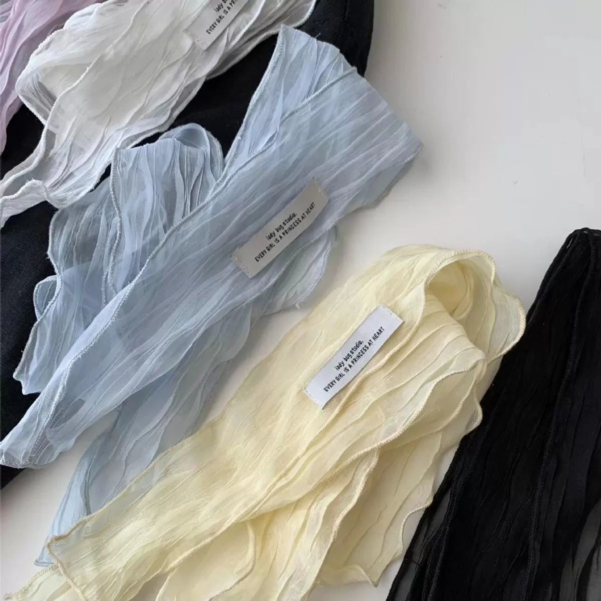 New Spring Summer Accessories Pure Desire Style Solid Color Wrinkle Scarf Hair Band for Hot Girls & Teens