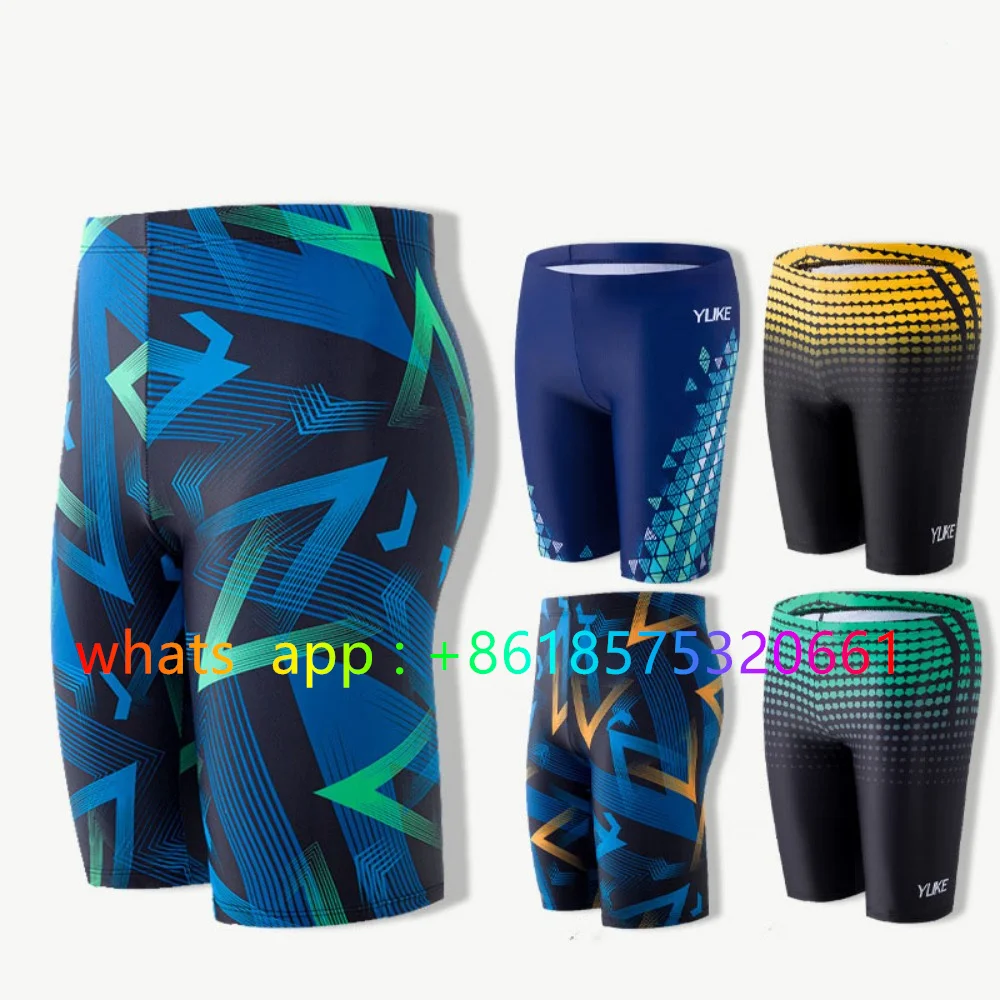 New Men Swim Jammer Swimming Trunks Professional Swim Surf Trunks Beach Uv Protection Gym Endurance Athletic Training Shorts