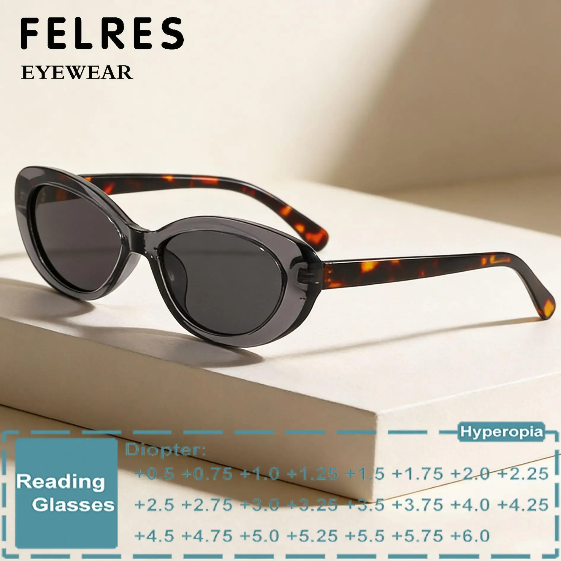 Brand Designer Small Frame Oval Reading Sunglasses Women Trendy Tinted Presbyopic Glasses Outdoor Shade Single Focus Readers
