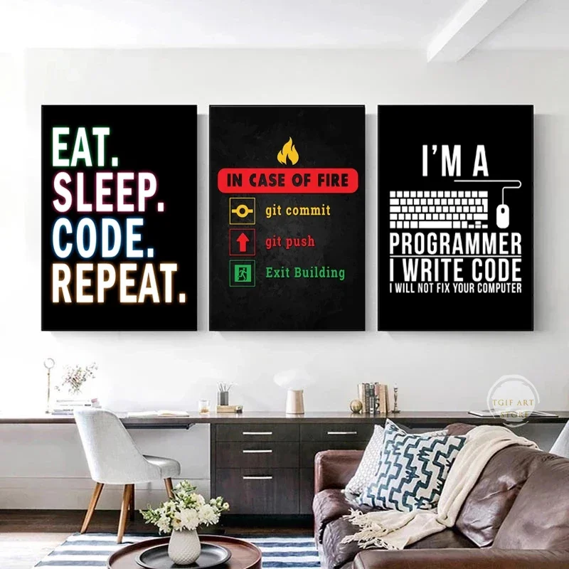 Abstract Game Poster Programmer Gamer Canvas Painting Inspirational Posters Prints Wall Art Pictures for Living Room Home Decor