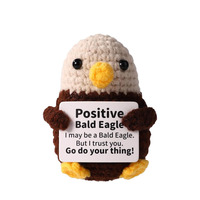 Crochet Positive Bald Eagle Doll With Card Home Room Decoration Emotional Support Bald Eagle Desktop Ornament Christmas Gift