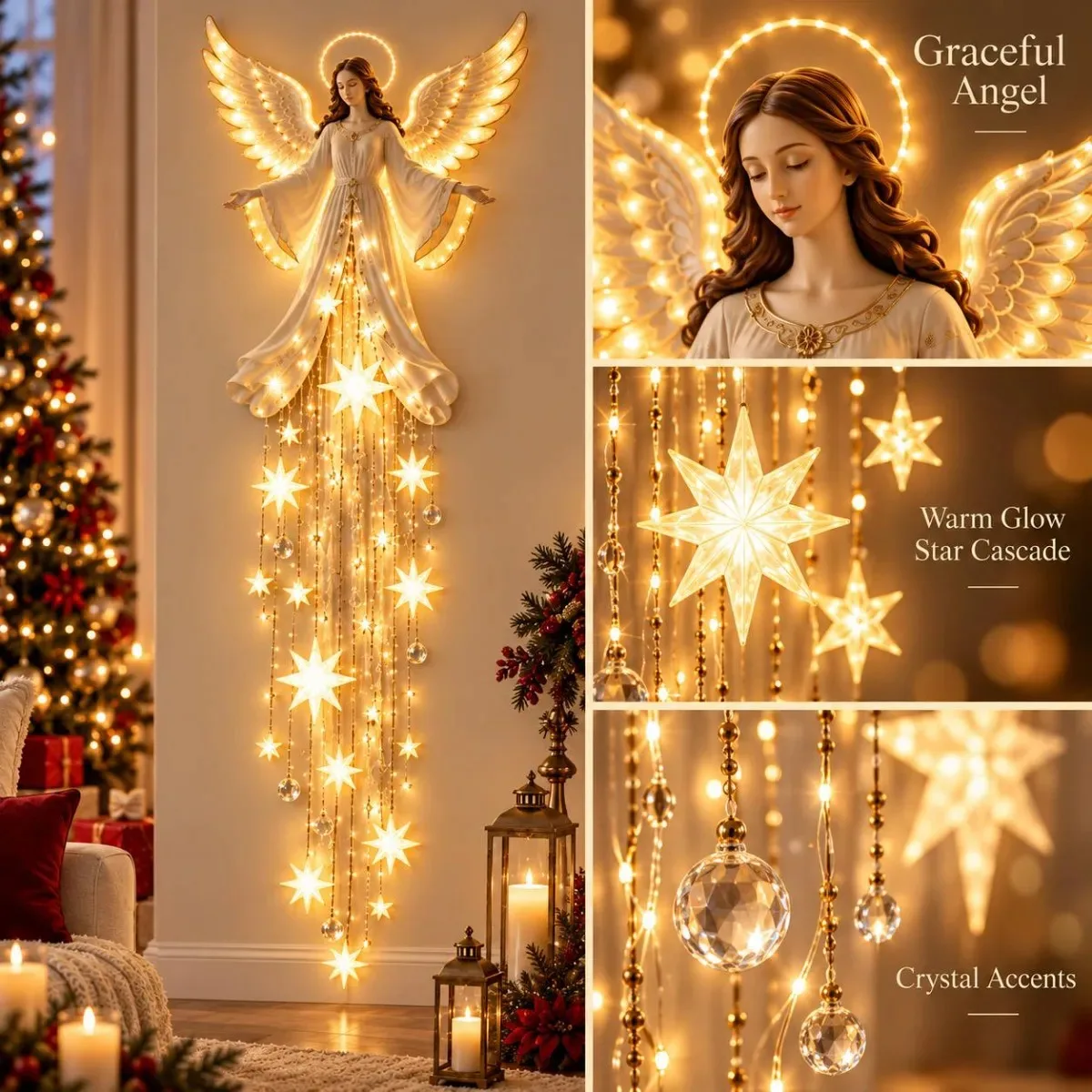 1Pc Christmas Door Hanger Glowing LED Light Up Decoration for Front Porch Entryway Wall Home Indoor Outdoor Holiday Party Gift view 4