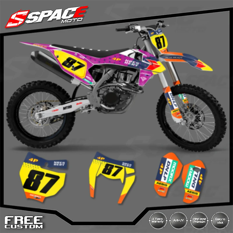 

SPACE индивидуальная мотоциклетная графическая фоновая наклейка для KTM EXC 125 250 300 350 450 2016-2018 SXF 2017-2019, наборы наклеек