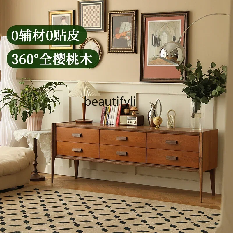 

57 Retro French entrance cabinet medieval solid wood TV cabinet living room corridor dining side cabinet