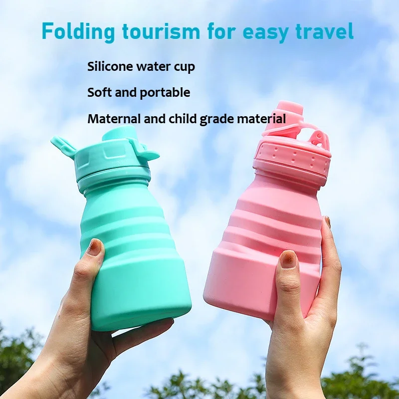 Silicone Folding Sports Kettle Outdoor Travel Cup Extendable Children Big Belly Water Cup Waterbottle Hydro Flask Birthday Gift