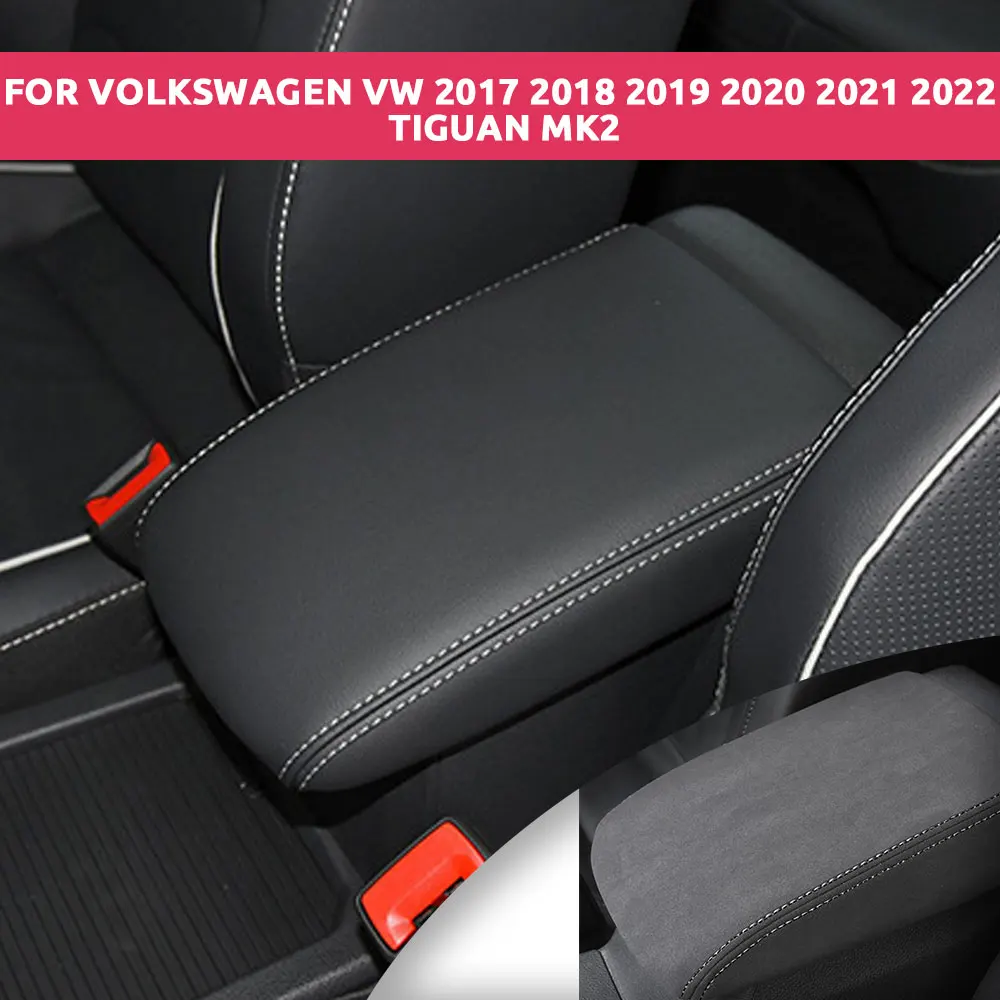 

Для Volkswagen VW Tiguan 2017 2018 2019 2020 2021 2022 MK2 кожаный подлокотник из микрофибры, защитный чехол, автомобильные аксессуары
