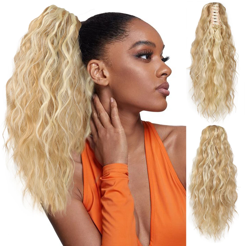 Curled ponytail lengthened synthetic grip ponytail wig long wavy African ponytail wig suitable for daily wear