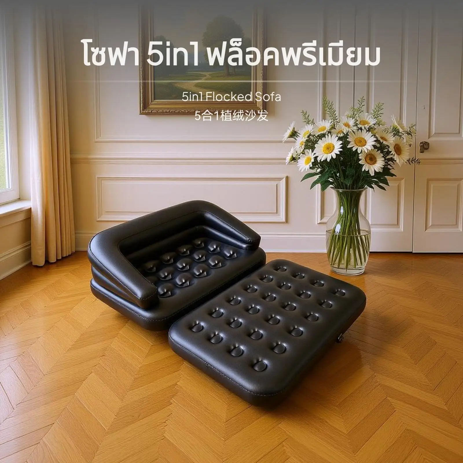 أريكة سرير قابلة للنفخ من جيلونج، أريكة هوائية قابلة للطي متعددة الوظائف، مزدوج للاستخدام الخارجي والداخلي، تصميم 5 في 1