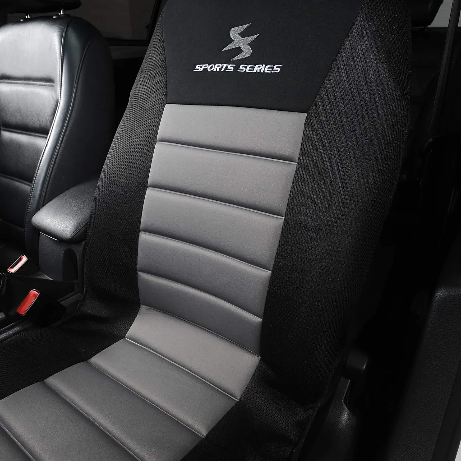 1 Stück Universeller Vordersitzbezug für Autos, Schutzbezug aus Polyester, gepolsterter Sitzbezug mit Kopfstützen – Detail 3