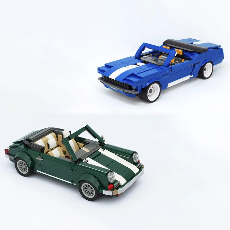 NEW Creative Expert MOC Green Cabriolet Sorts Cars Building Blocks MOD  MINI Cooper DIY Bricks Model Toys Gifts