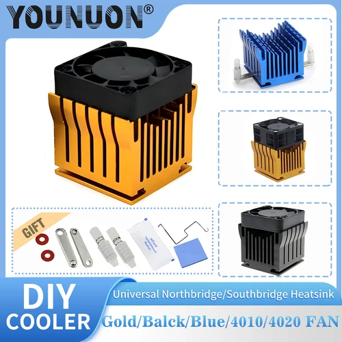 Imagen 1 del producto Disipador de calor Northbridge de aluminio DIY, radiador de placa base con ventilador de 40mm, 12V, 40x40x10mm, 40x40x20mm, ventilador de refrigeración