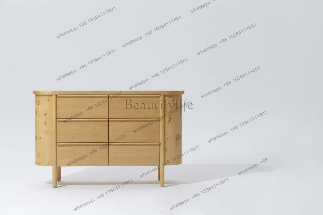 Nordic custom mahogany core wood grain edge cabinet storage bucket cabinet living room storage wine cabinet