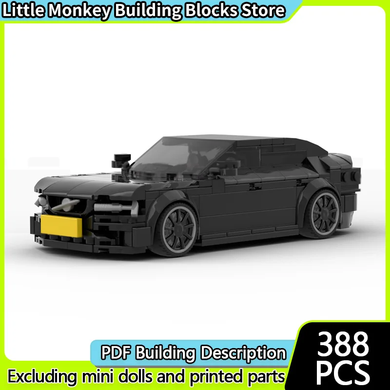 

City Car Model MOC Building Bricks S60 T8 Black Performance Sedan Modular Technology Children Holiday Gifts Assemble Toys Suit