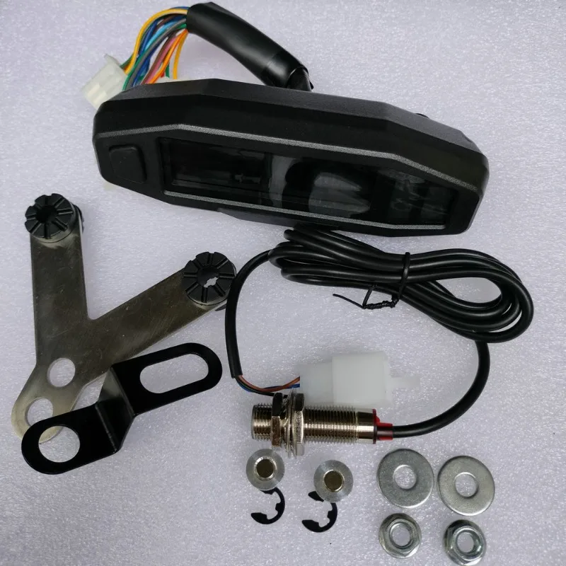 Velocímetro LCD de alta definición mini va modificado para motocicleta, tacómetro + imán de línea de inducción + soporte grande para instrumento