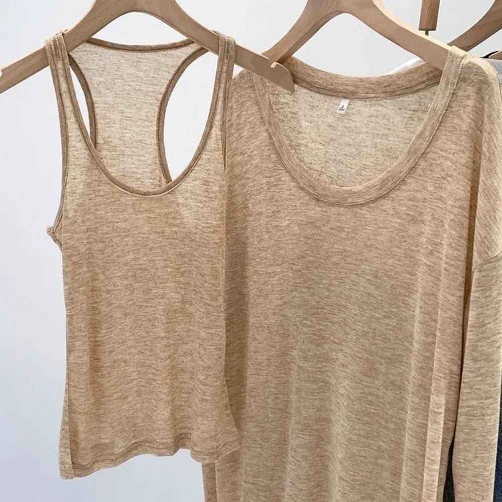 New Loose Fit Long Sleeve Tops Set Casual Sun Protective Sun Protection Cover Up Thin T-Shirt Women