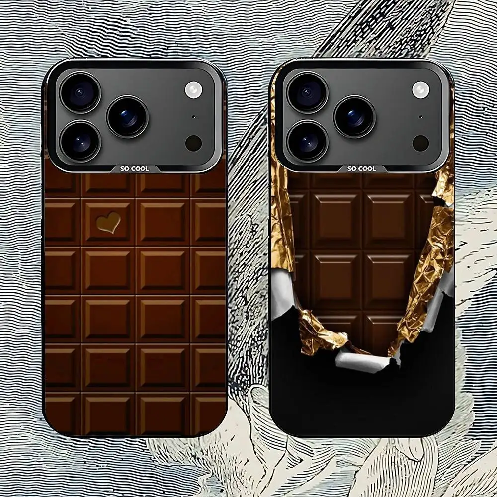 Funda Protectora para iPhone 17, 16, 15, 14, 13, 12, 11, Pro, Max, Plus, E, Air, Mini con Diseño de Chocolate Nutella, Anti-Caídas, Color Negro