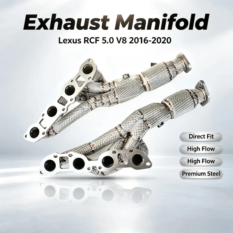 Car Performance Exhaust Pipe Header for Lexus RCF 5.0 V8 2016-2020 Sus304 Exhaust Pipes Downpipe with Heat Insulation