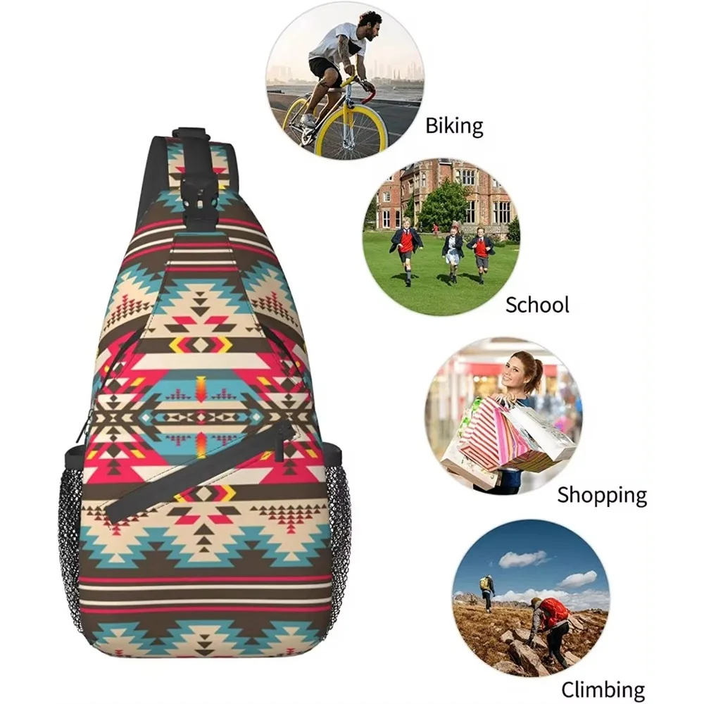 Native Southwest American Shoulder Bags Mini Rope Sling Bag Crossbody Waterproof Chest Daypack for Hiking Travel Runner Biking