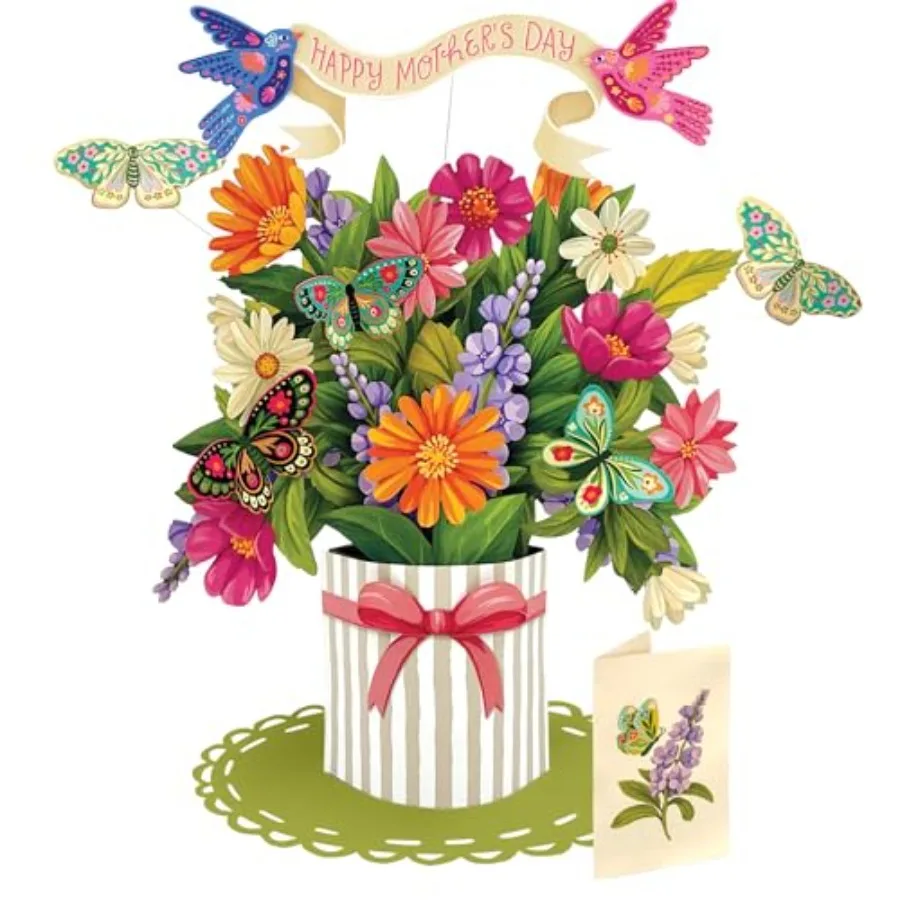 

Mother's Day Enchanted Garden Pop Up Cards, 15 Inch Life Sized Forever Flower Bouquet 3D Popup Greeting Card, Birthday Cards, M