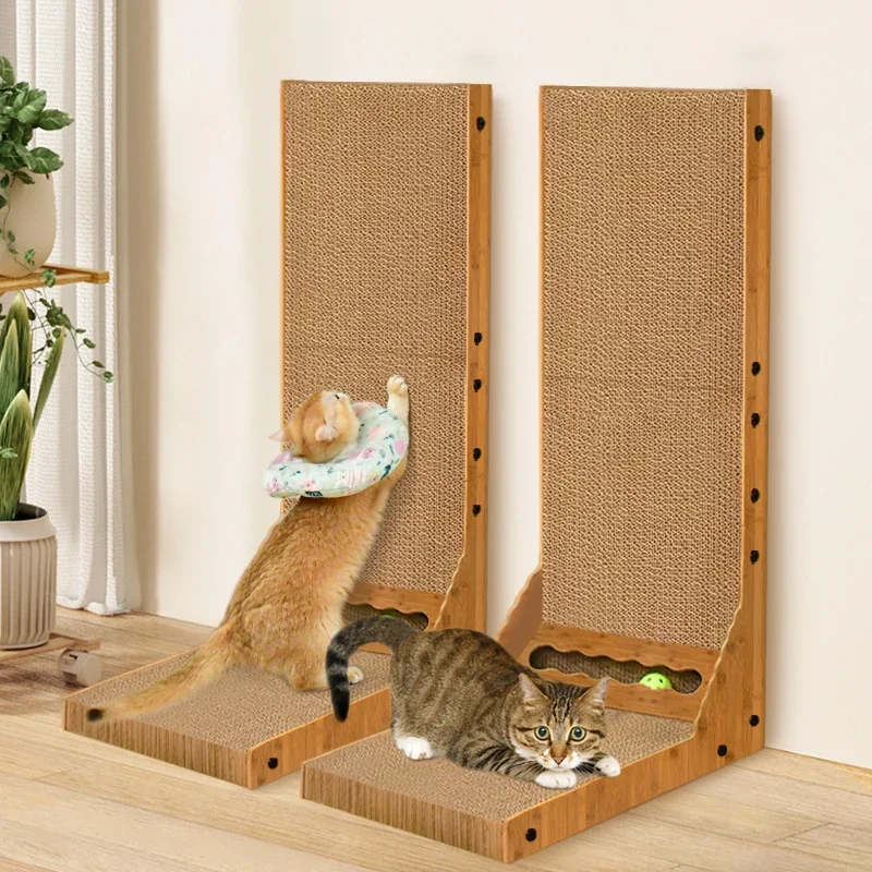 กระดานลับเล็บแมว เสาลับเล็บแนวตั้ง duarable cat scratcher คุณภาพสูง กระดาษลูกฟูก แผ่นลับเล็บแมว Catnip