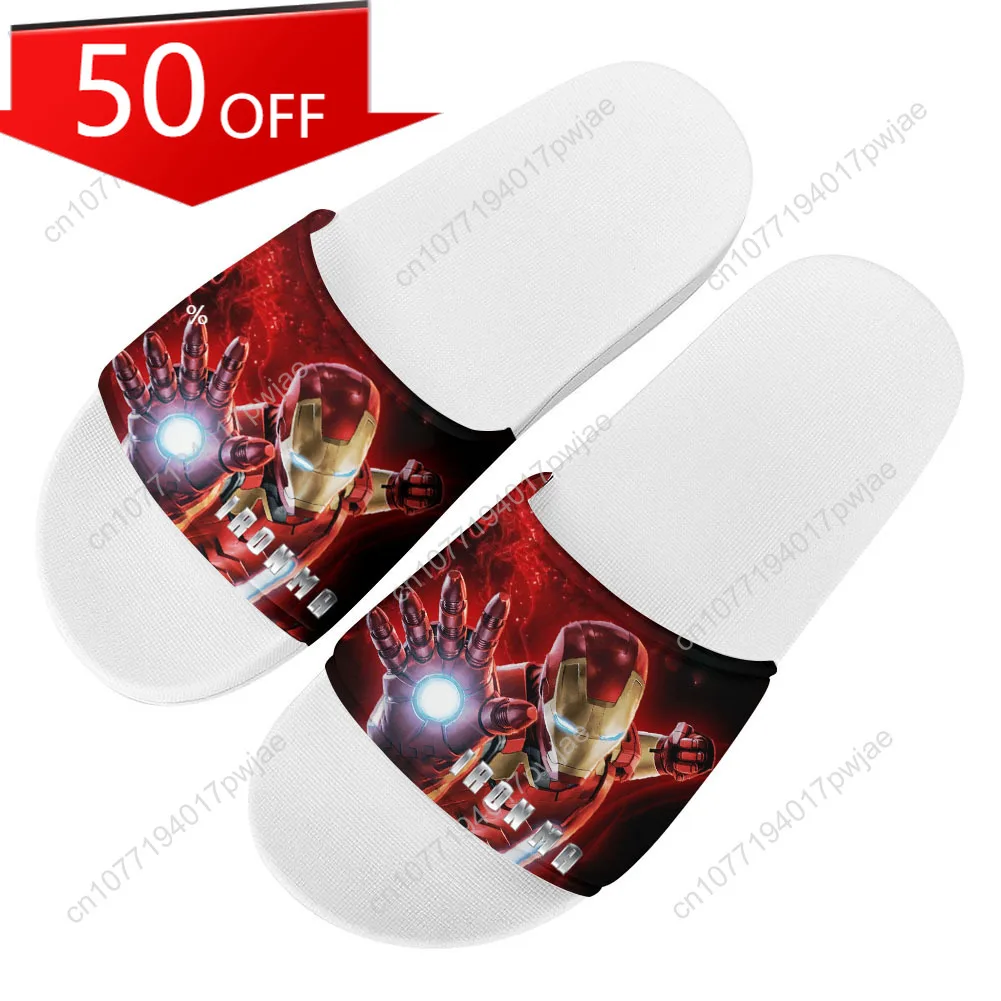 

Marvel Iron Man Slippers Mens Womens Summer Custom Sandals Lightweight Casual Slide Sandals