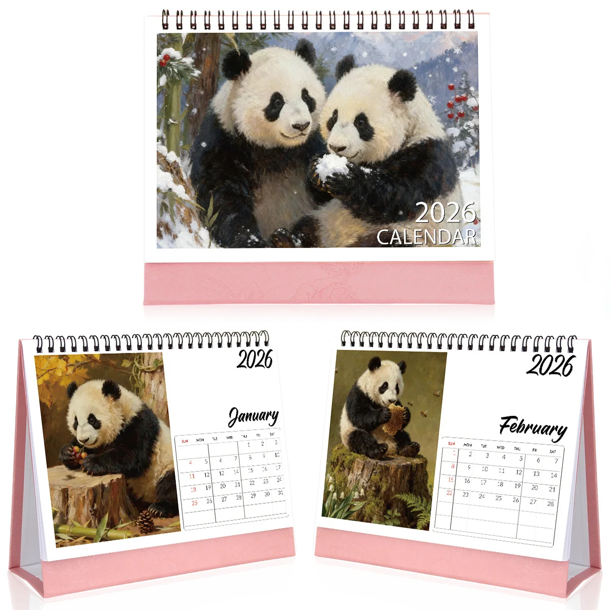 1 قطعة تقويم مكتبي لطيف على شكل باندا للاستخدام المكتبي والمنزلي مناسب لعشاق الباندا مثالي 2026 هدية السنة الجديدة #2