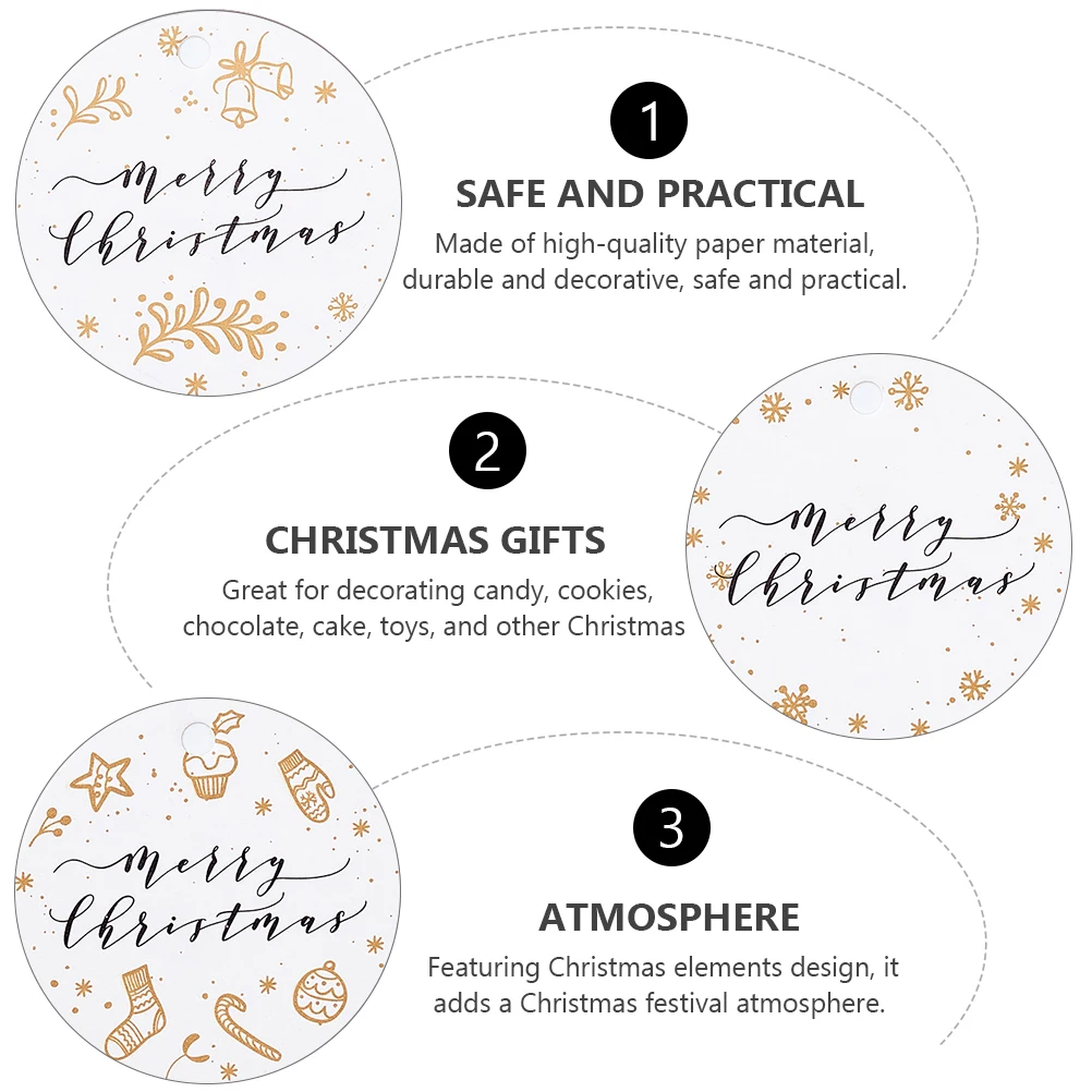 

400 Pcs Bakery Decoration Hang Tag Christmas Name Label Xmas Round Tags Baking Gift Pendant Labels Paper Jam Wrapping Presents