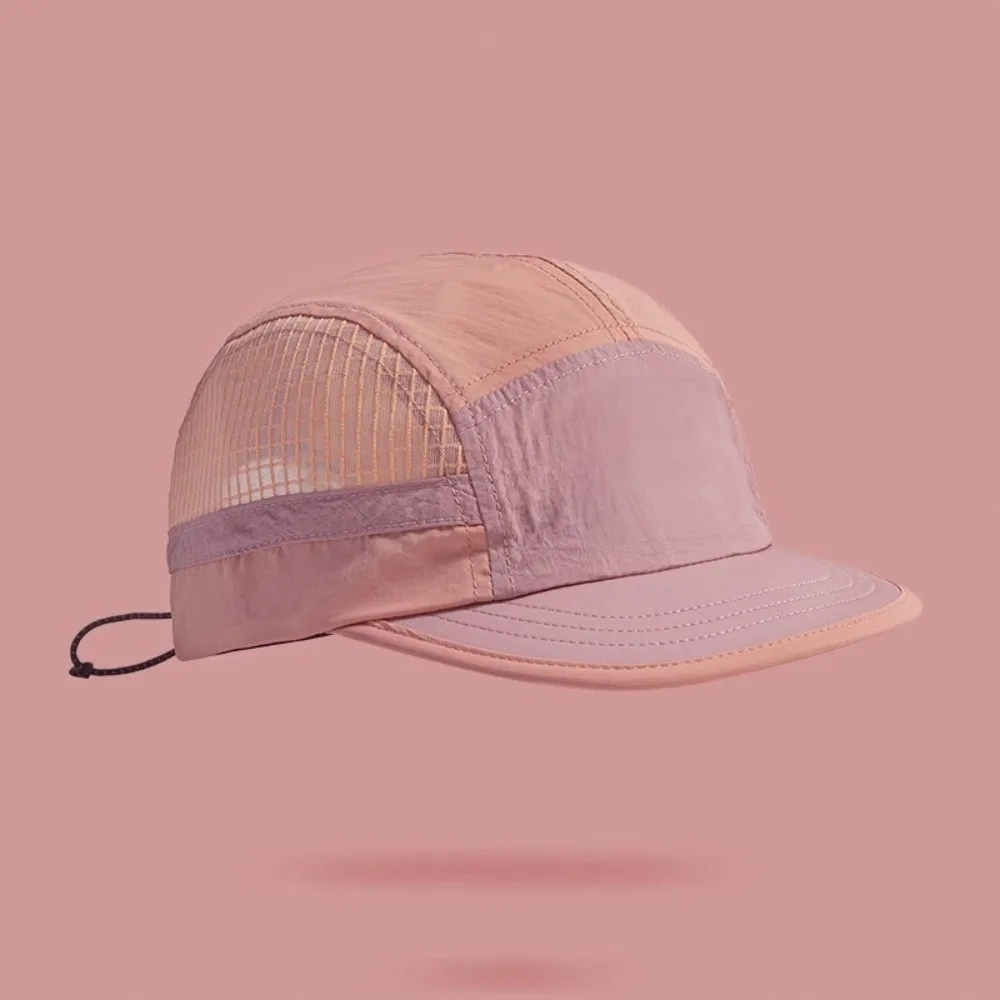 Color-Blocked Quick-drying Baseball Cap Retro 5-panel Sun Protection Breathable Peaked Cap Hip Hop Adjustable Mesh Running Caps