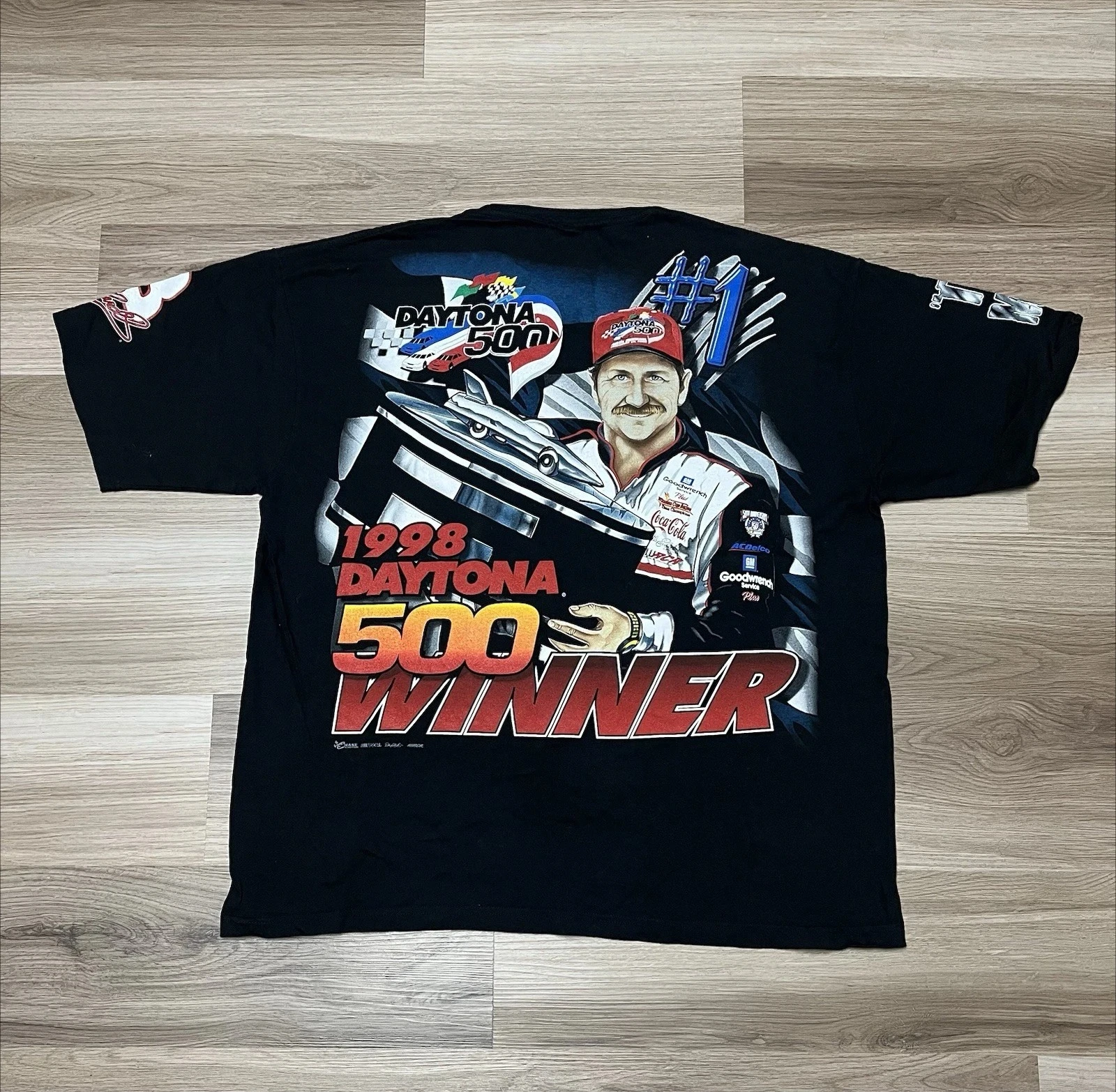 Men Summer Casual O-neck Tee Fashion Oversized Vintage Y2K Vintage VTG 1998 All Over Print Dale Earnhardt NASCAR Racing Daytona