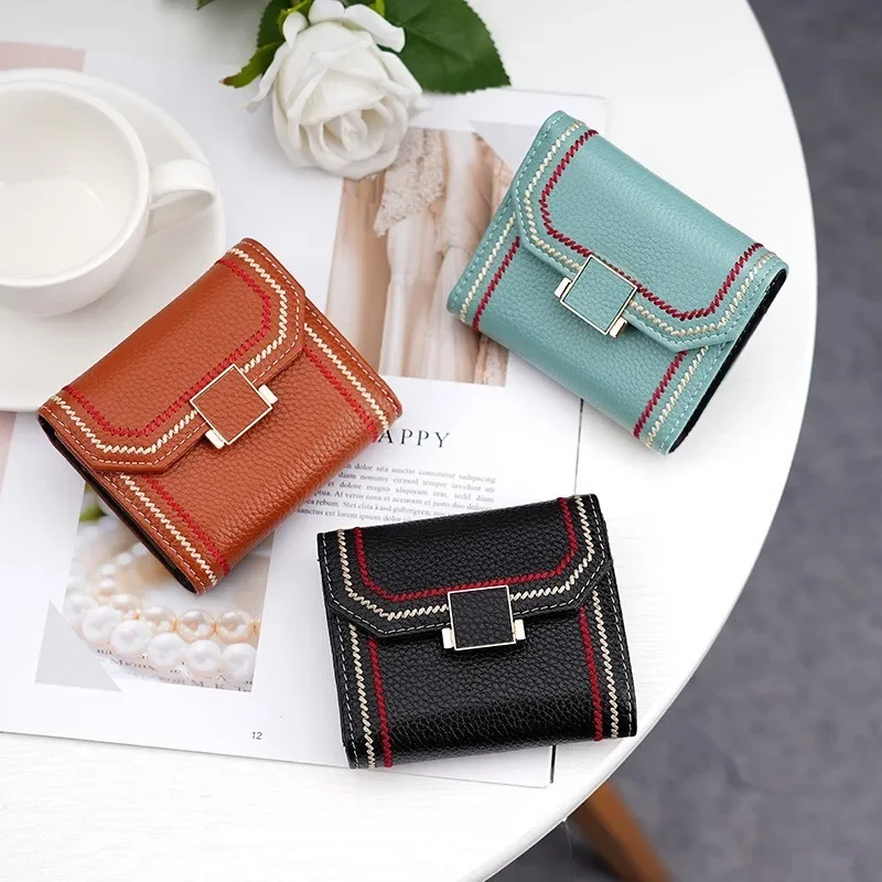 

Genuine Leather Credit Card Wallets RFID Blocking Fashion ID Card Holder Women Coin Pockets Organizer Business Cards Case