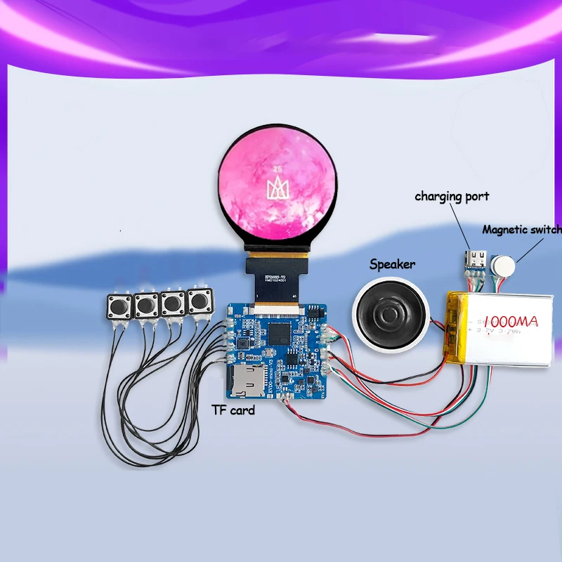 

2.1 Inch Video Module LCD Round Screen Video Player Board 128MB Memory