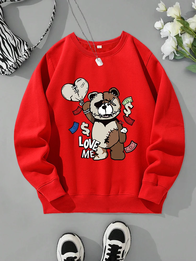 Cartoon Muppet Bear Print Women'S Sweatshirt  Loose Casual Comfortable Tracksuit Autumn Crew Neck Clothing Fashion Vintage Tops