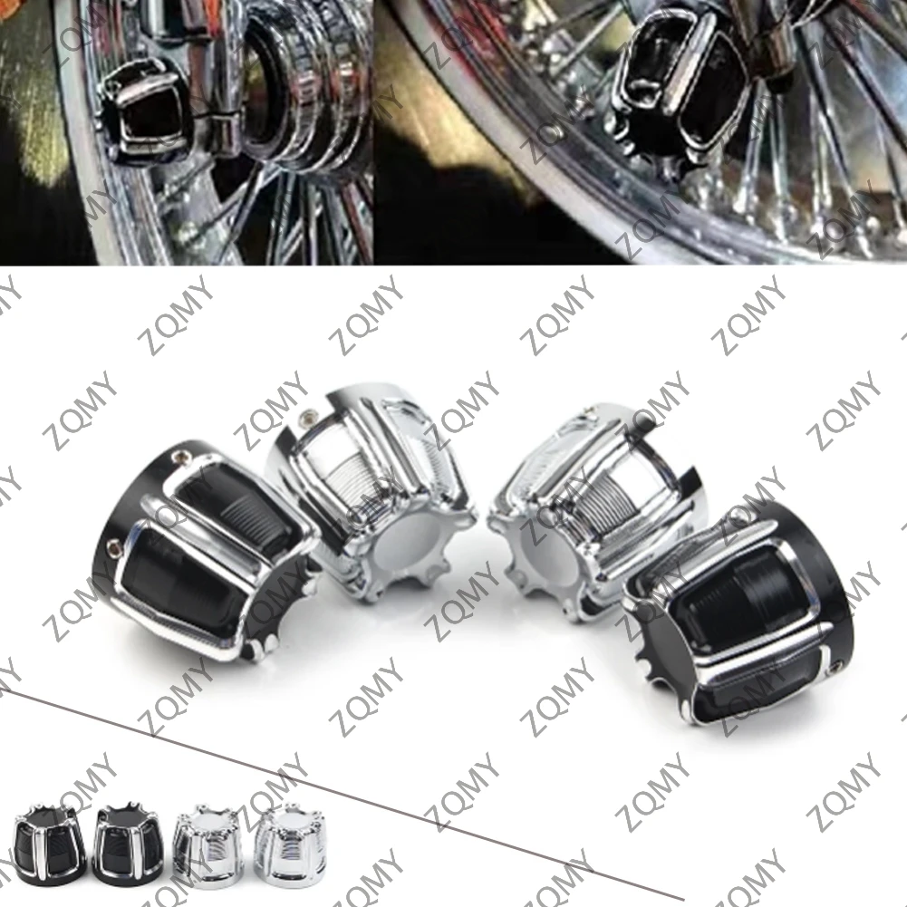 1Pair Motorcycle Front Axle Nut Cap Covers Aluminum for Harley Softail Touring Street Glide