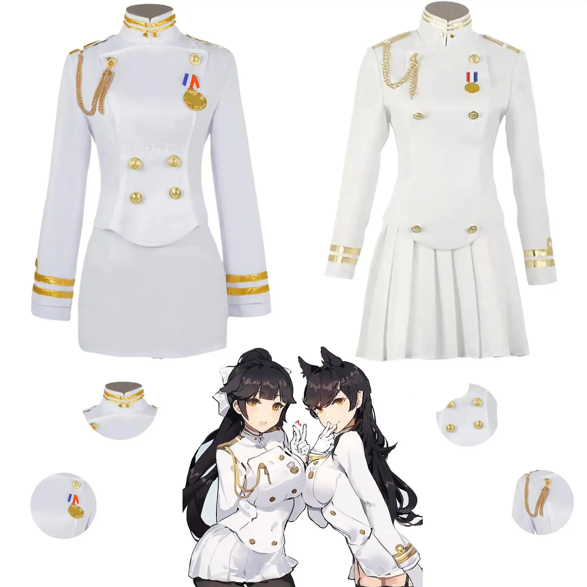 

Game Azur Lane Cosplay Costume Atago And Takao Sexy White Uniform Elegant Dress Two Styles Are Available For Women Party Cosplay