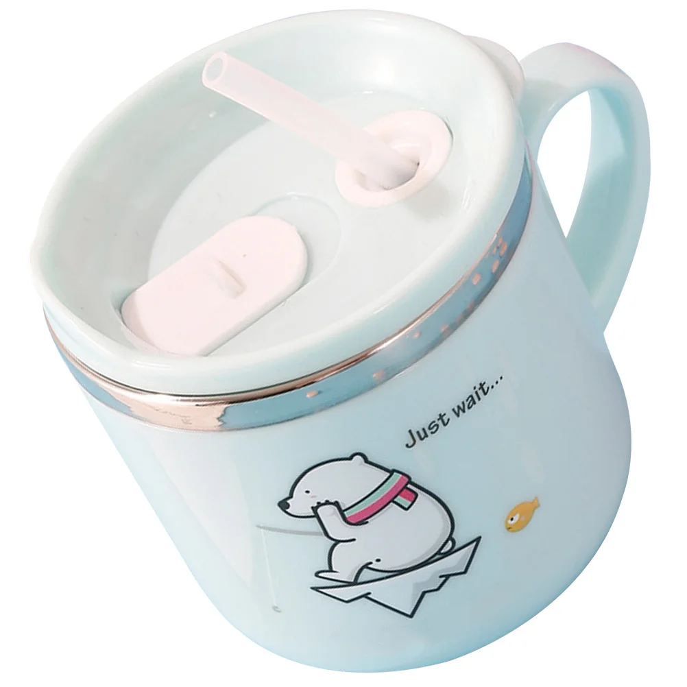 

Stainless Steel Toddler Cartoon Mug Durable Baby Straw Cup Unbreakable Portable Kids Drinking Cup Toddler Straw Cups