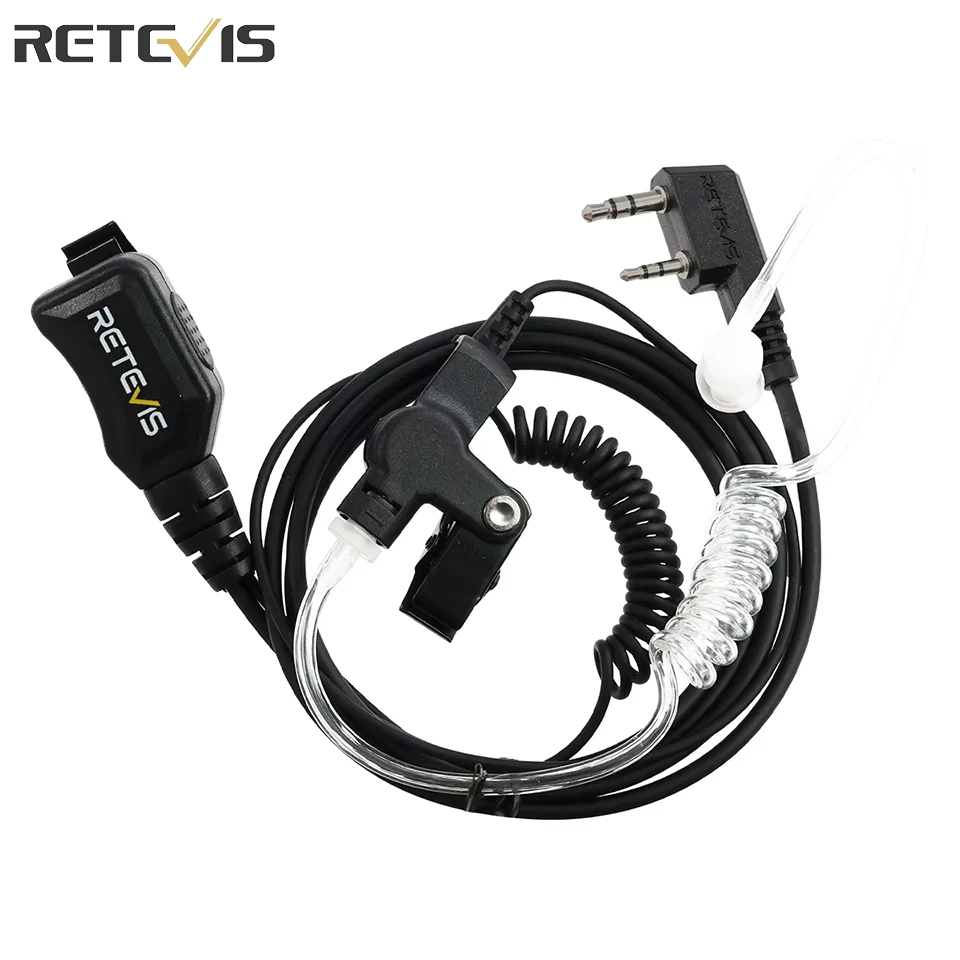 Walkie Talkie 2Pin Earpiece PTT MIC Covert Acoustic Tube Headest 180° PU Tube for Kenwood BaoFeng UV 5R for Quansheng UV K5 K6