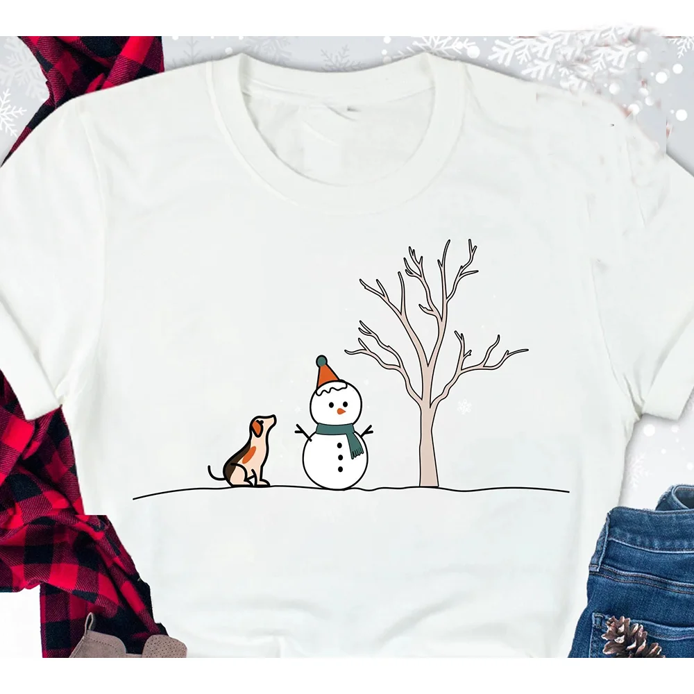 Merry Christmas Men T-Shirt Christmas Snowman Graphic Print Cotton Tshirt Family Snowman Shirt couple unisex O-neck short sleeve