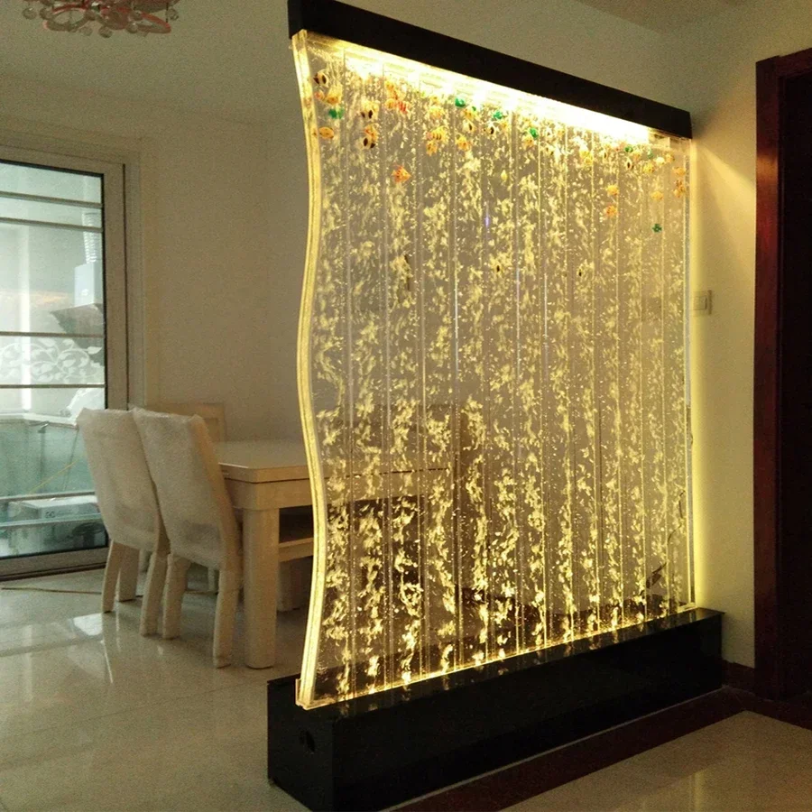 Customized Decoration of Water Curtain Wall, Flowing Screen, Bubble Wall, Acrylic Water Curtain Partition, Entrance, Fish Tank